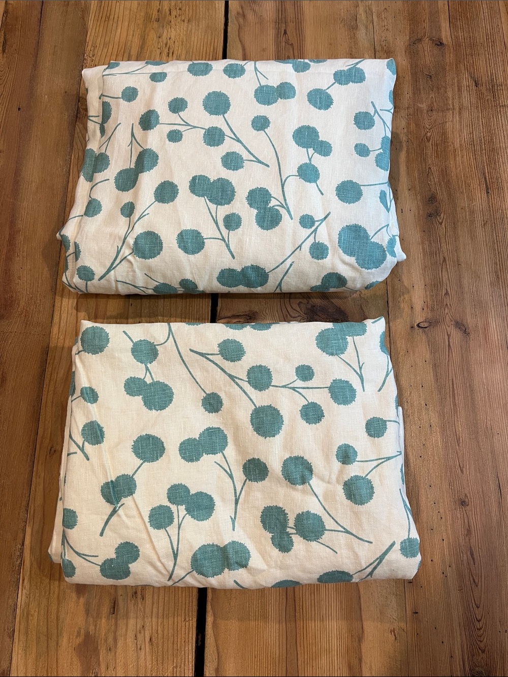 Set/2 THOM FILICIA x Kravet Blue Linen Burnet Curtain Panels 51" x 78"